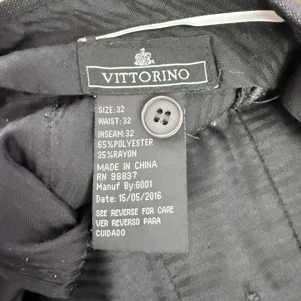 Vittorino Mens Charcoal Gray Flat Front Dress Pants Slacks‎ 32x32